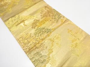 アンティーク　樹木に家屋風景模様織り出し袋帯（着用可）